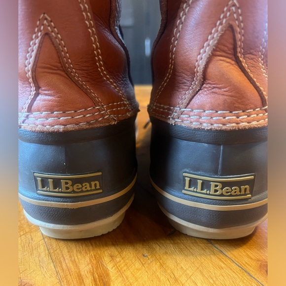 LL Bean Women’s Duck Snow Boots Tumbled Leather Removable Thinsulate Liner Sz. 9 - Picture 8 of 16